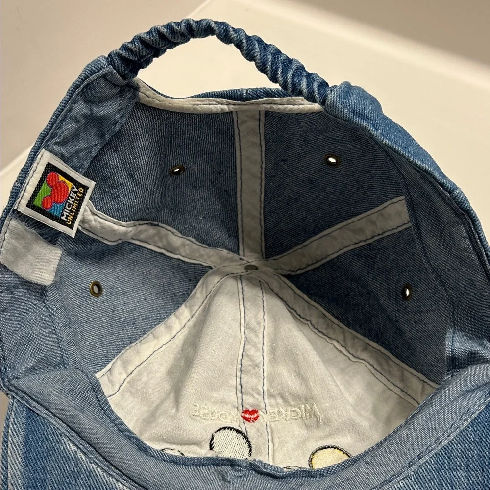 Mickey Unlimited Vintage 90s Disney Denim Dad Hat Embroidered Mickey Mouse OS